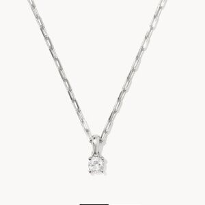 Kendra Scott Lexi Silver Short Pendant Necklace in White CZ